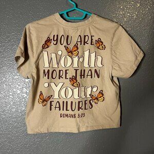 You Are Worth More Than Your Failures Butterfly Christian Crop Tee Small